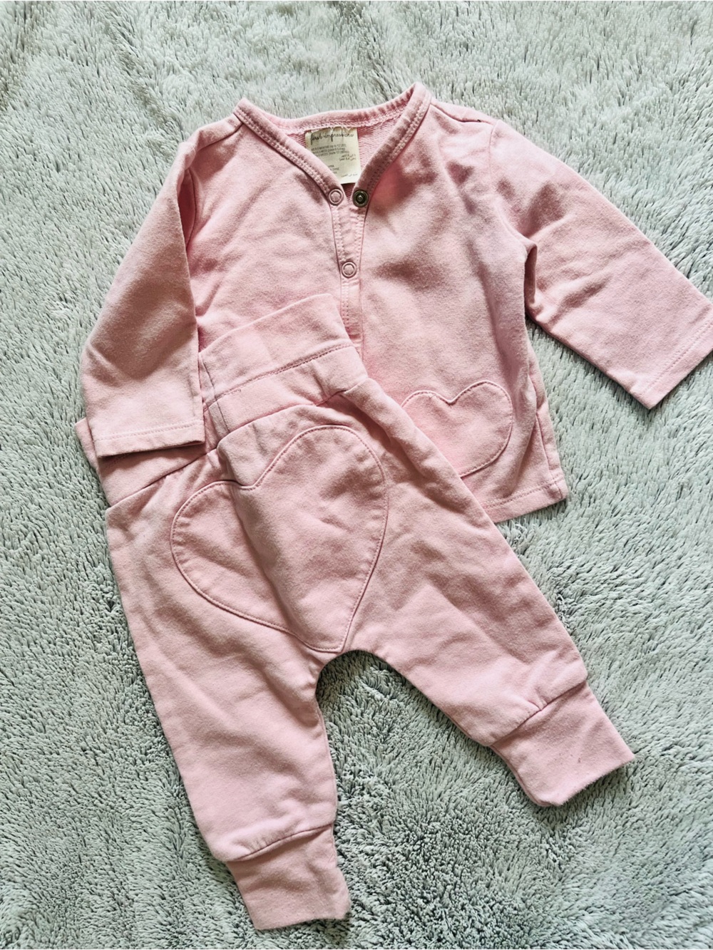 First Impressions Soft Pink Heart-Detail One-Piece Set - Kids